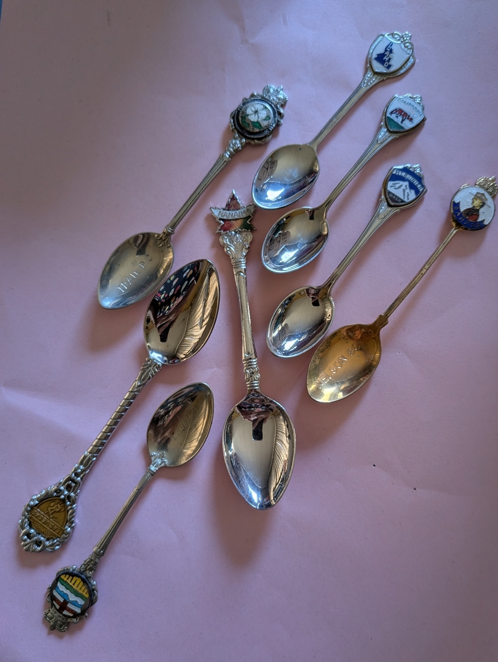 Vintage Collection Decorative Souvenir Emblem Spoons Mostly Silver 50's To 70's